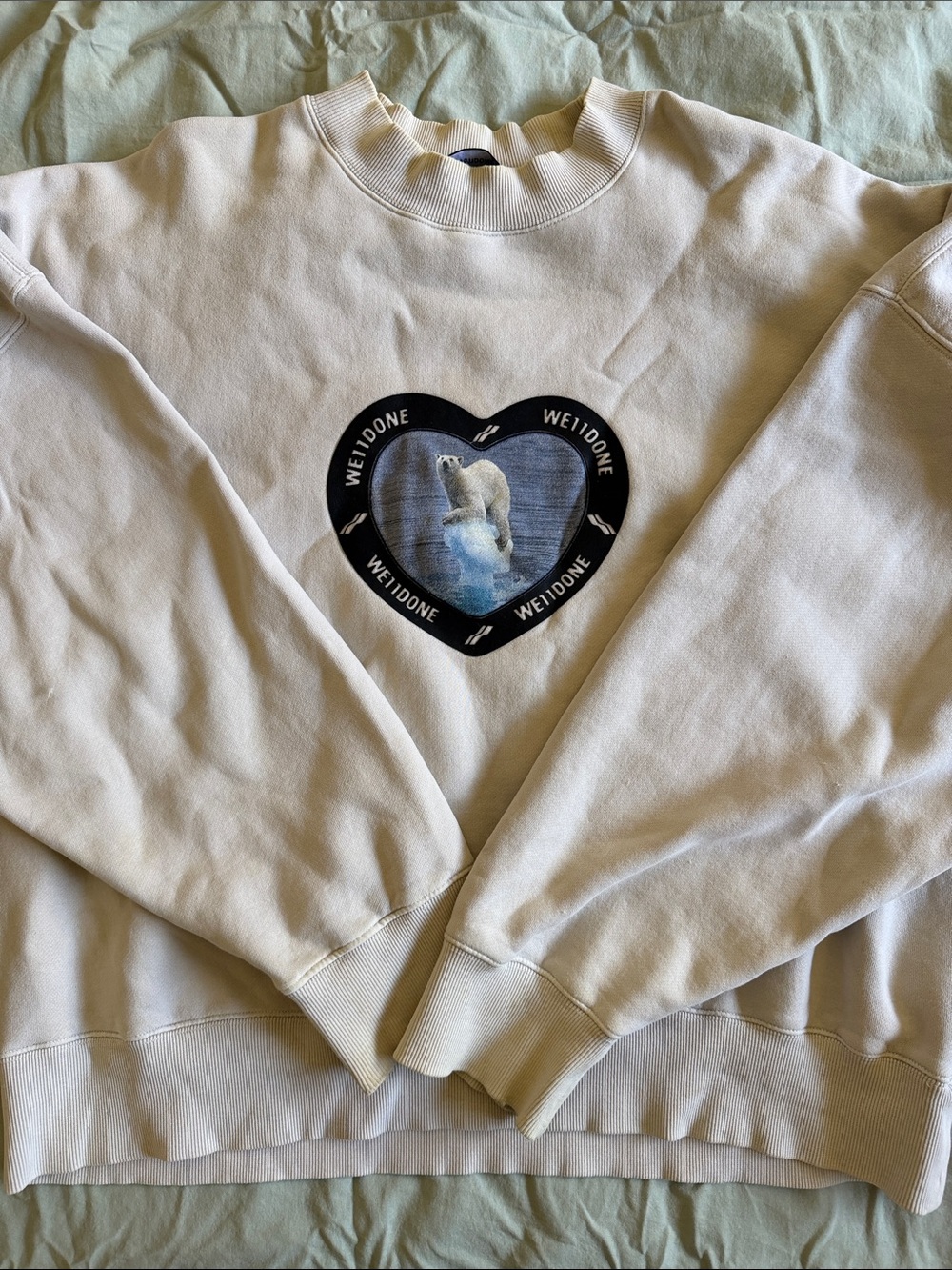 Cream Polar Bear Heart Crewneck Sweater